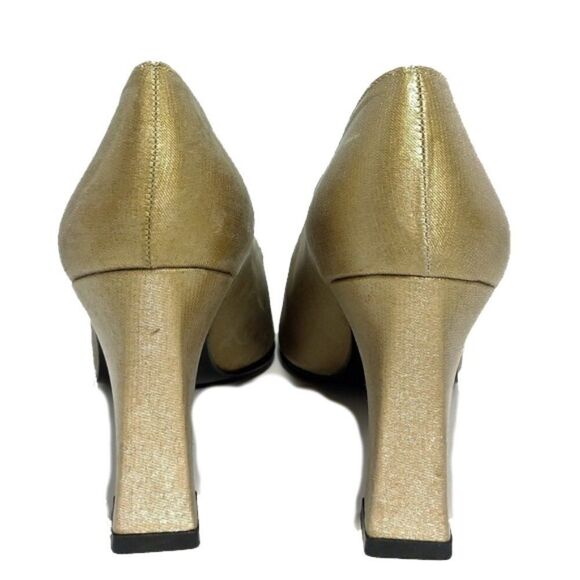 Stuart Weitzman Gold Textile Pumps Sz 8.5AA - Picture 3 of 8
